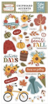 New! Echo Park Paper SWEATER WEATHER 6x13 Sheet of Adhesive Chipboard Accents