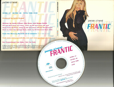 JAMIE O NEAL Frantic LIMITED USA PROMO Radio DJ CD Single w/PRINTED LYRICS 2001