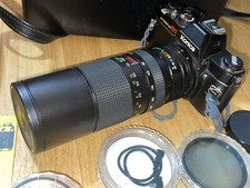 Konica Autoreflex TC SLR Film Camera Body w/Lenses Case Extras  Unsure if Works