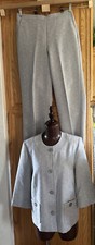 Pre-O Alfred Dunner Light Gray 3/4 Length Sleeve Pant Suit Sz:10 P
