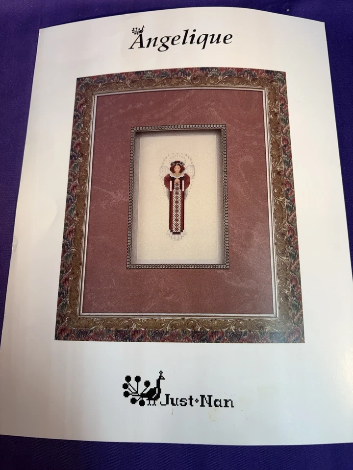 Lot of 11 Just Nan Angle cross stitch patterns STOCKING Hope ARIEL etc NO BEADS - Image 2 of 4