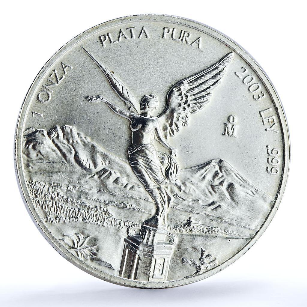 コレクション MEXICO LibertadPura2003 UNC 1 oz 999 Mexico 1 onza Libertad Angel of Independence silver coin