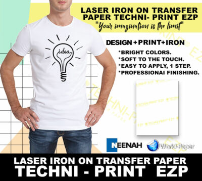 HEAT TRANSFER PAPER 8.5 X 11 -100 SHEETS NEENAH TECHNI PRINT EZP LASER PRINTER