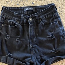 DENIM SHORTS BLACK Size 5/27 WAIST JUNIORS EUC JEAN SHORTS