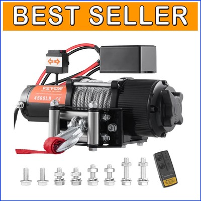 Off-Road 4500 lb Winch with IP55 Waterproofing & Wired Control for Safe Towing
