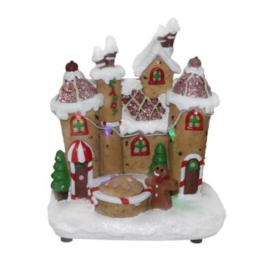 LED Szenerie ''Eisschlösschen mit Lebkuchen'' 6er bunt 16x17,7x10cm JFC41 xmas