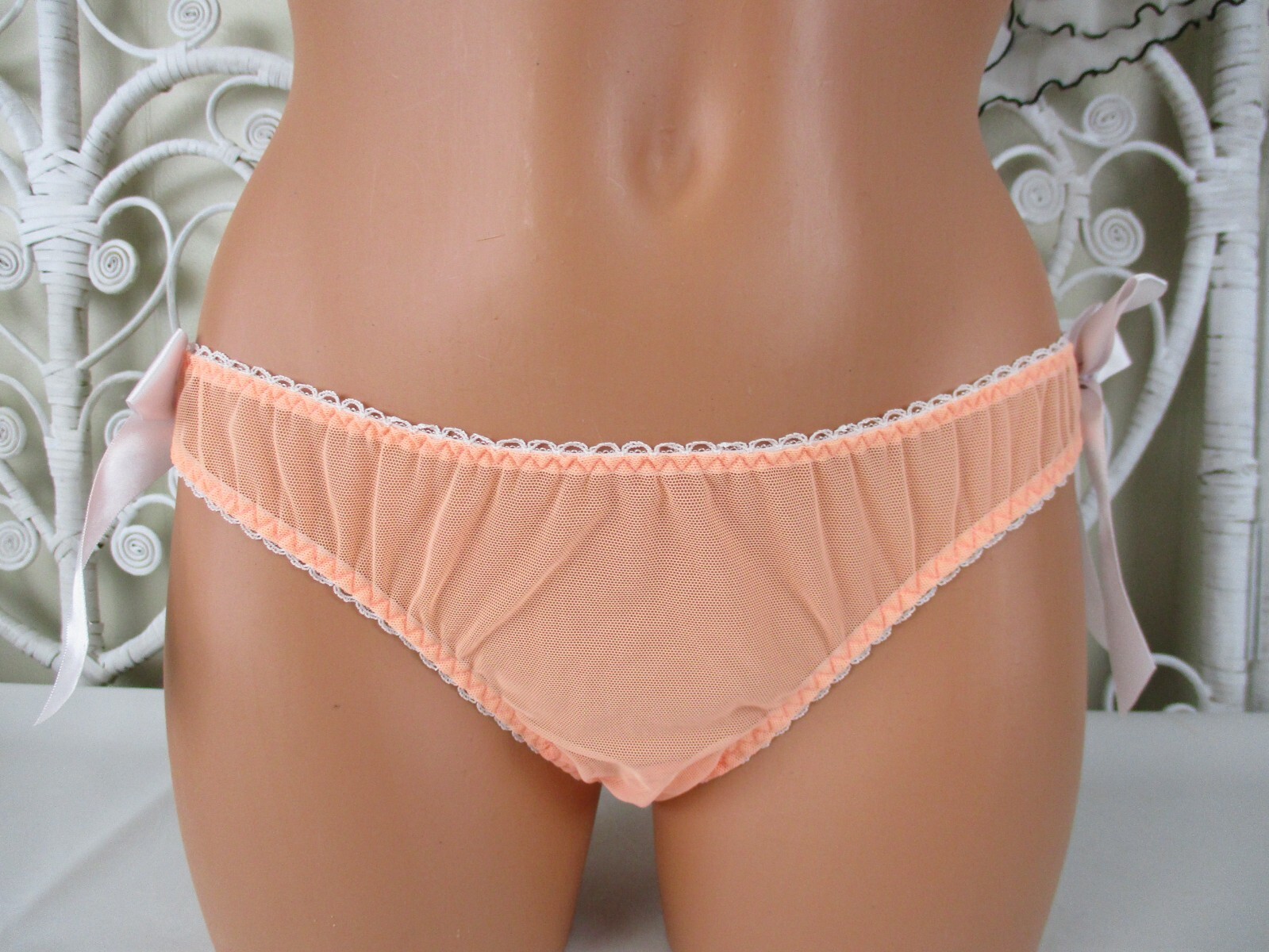 Vintage Victoria's Secret Sheer Peach Mesh Bikini Pan… Gem