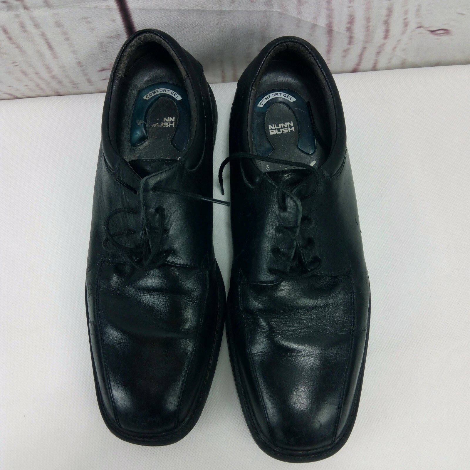 SAOLA Scarpe eleganti Oxford Nunn Bush Comfort Gel da uomo in pelle nera taglia 10 5M