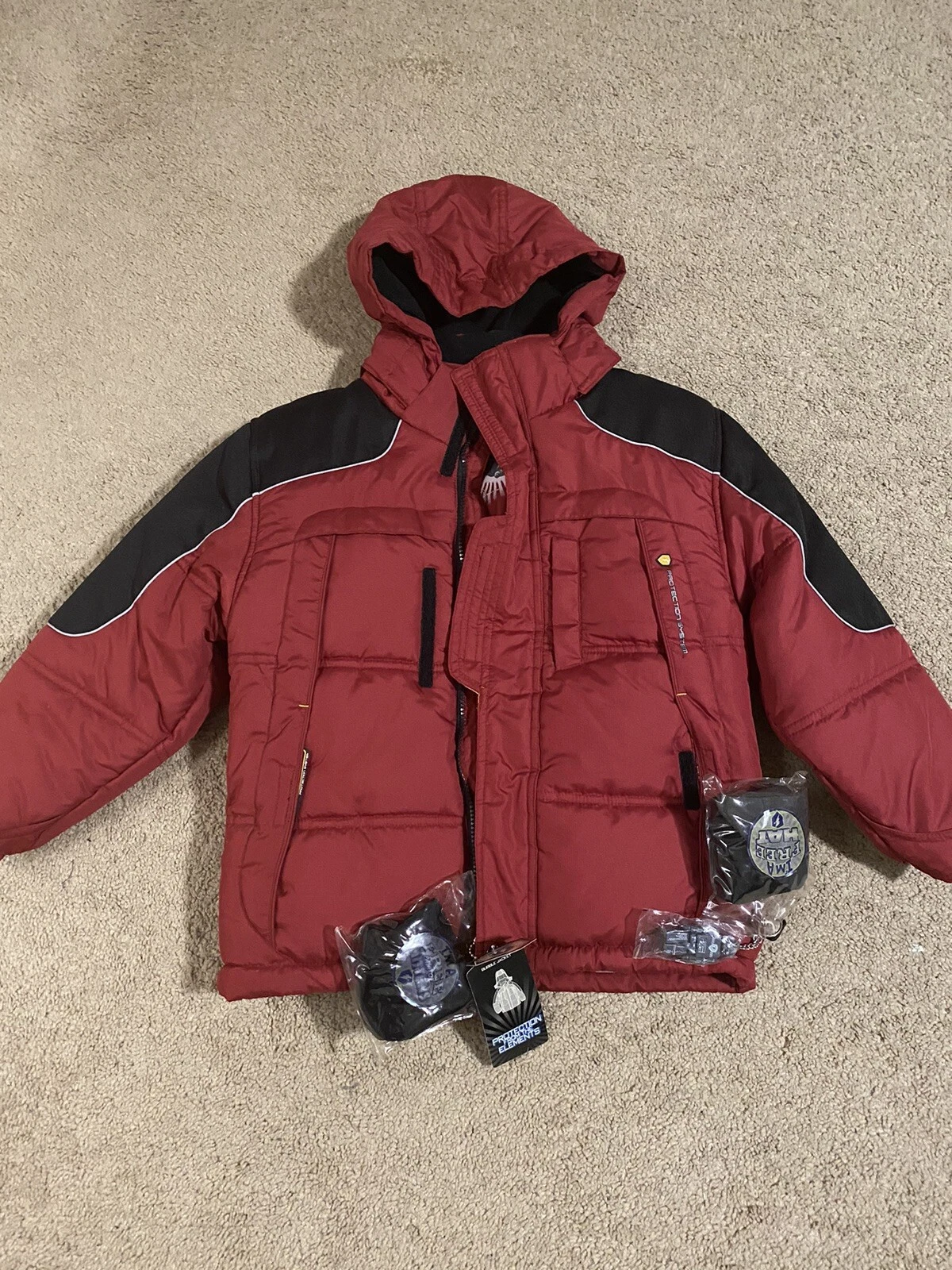 Protection System Boys Winter Snow Bubble Jacket Size 7 Red/Black