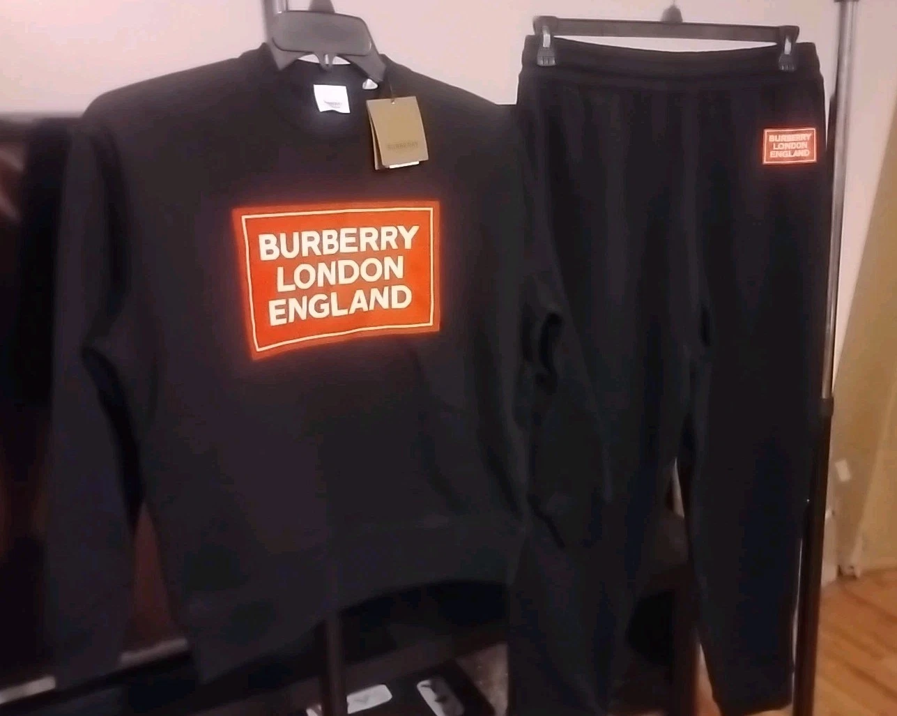 Burberry — BURBERRY 2PC Women  Size X SMALL - MEDIUM BLACK  Sweatshirt & Sweatpants Set NWT