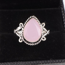 Natural Rose Chalcedony Gemstone 925 Sterling Silver Women Ring All Size Gift DZ