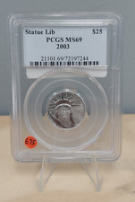 2003 PLATINUM $25 AMERICAN EAGLE 1/4 OZ STATUE OF LIBERTY COIN NGC MS69 2700.00 per troy oz