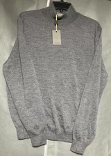 NWT Canali Mens Mock Neck Sweater Size 52 Merino Wool