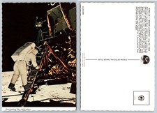Apollo 11 Moon Landing Neil Armstrong Descending LM Ladder 1969 Postcard