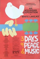 Original Woodstock 1969 Poster Signed By Arnold Skolnick Artist COA  Excellent