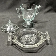 Vintage Clear Jeanette Glass "Baltimore Pear" Sugar and Butter Dish No Dome