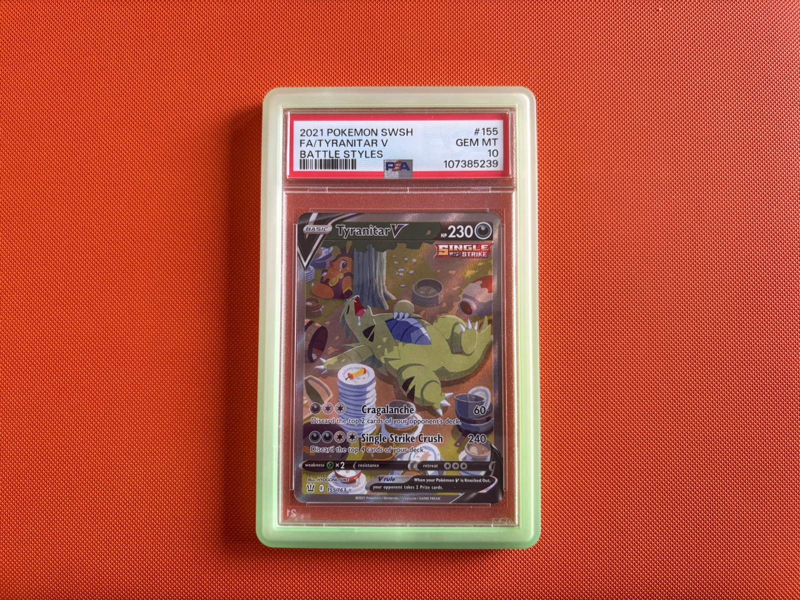 Pokemon PSA 10 Tyranitar V 155/163 GEM MINT Alt Art Battle Styles 