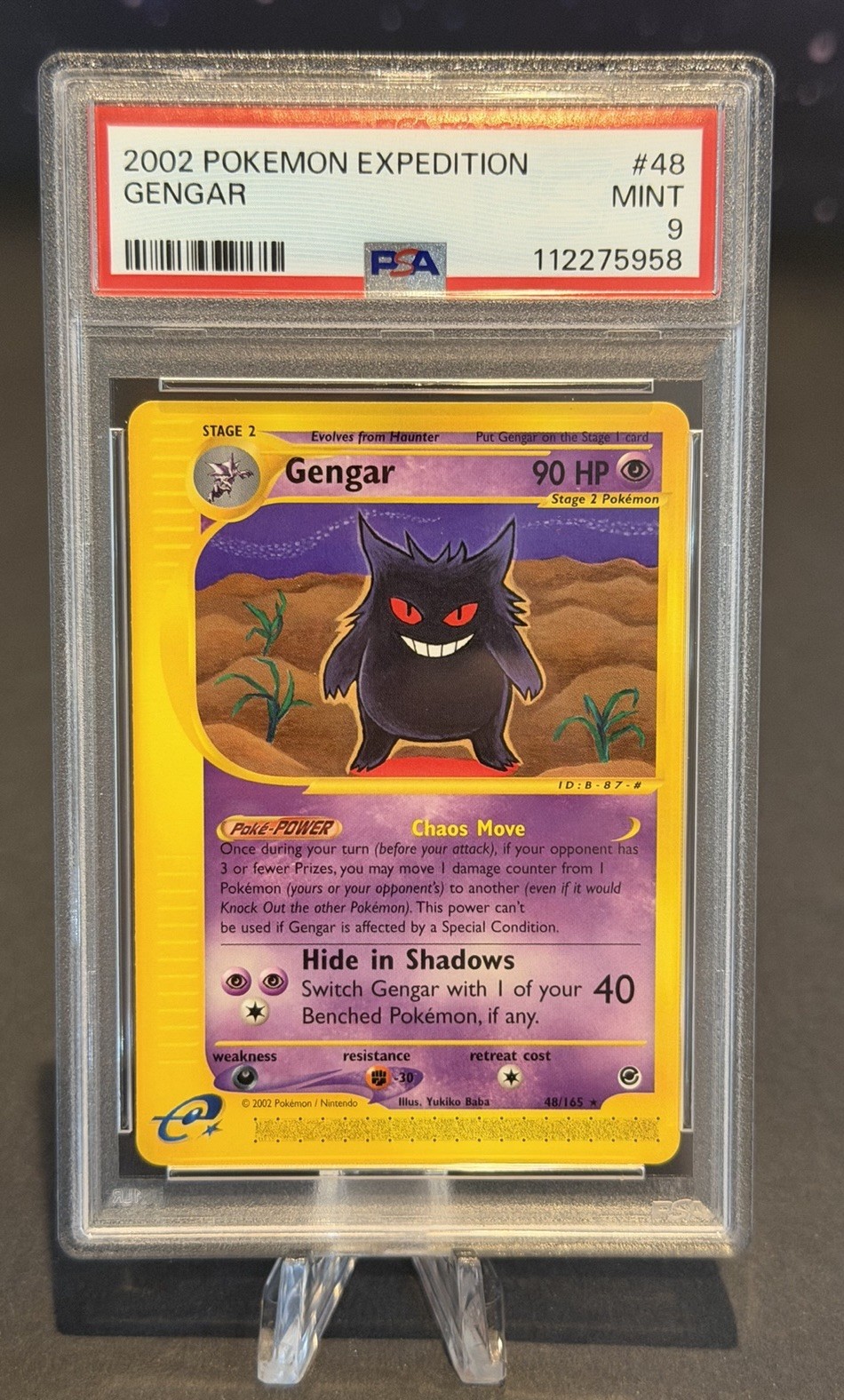 2002 Pokemon Expedition English Card - PSA 9 - Gengar #48/165