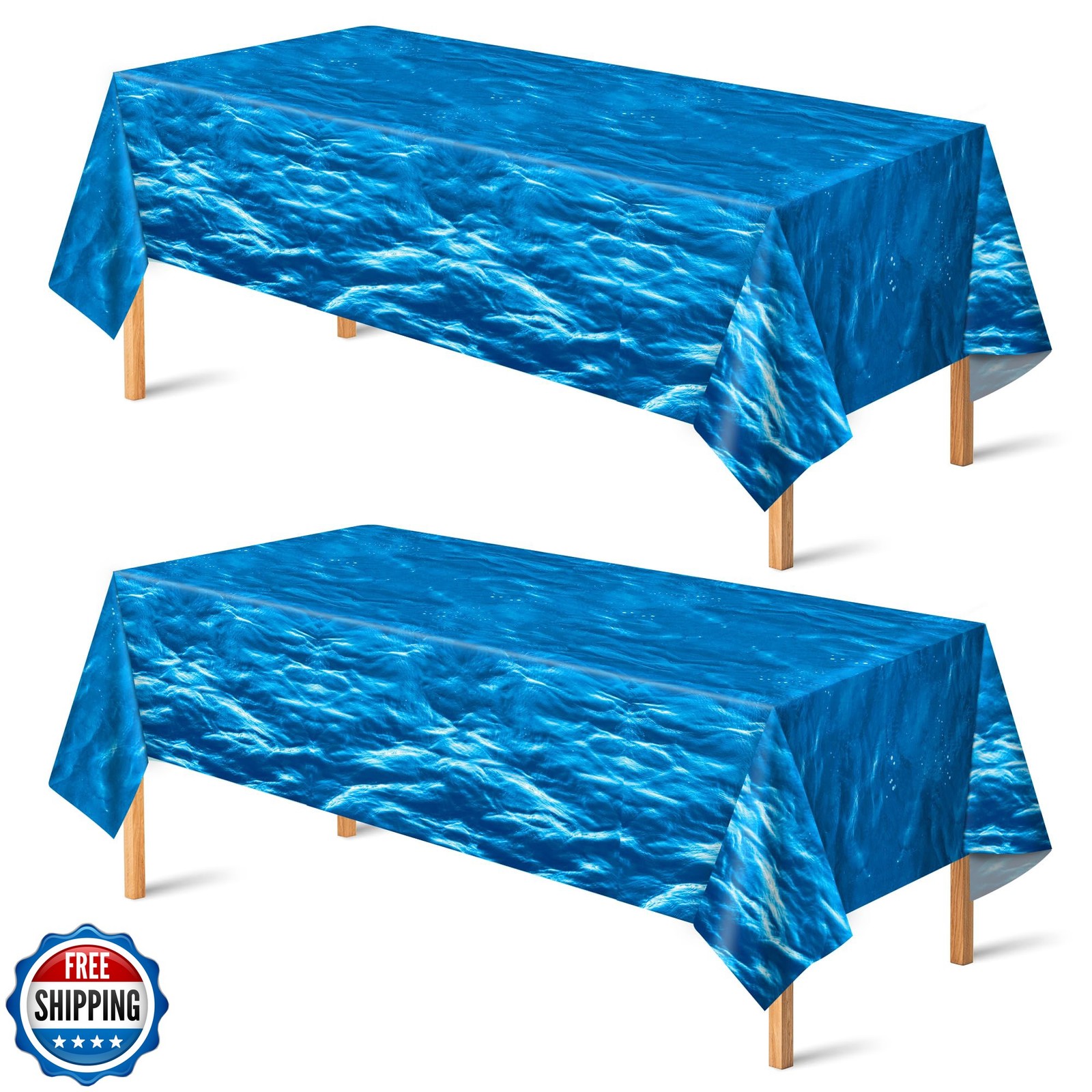 OHOME 2 Pack Beach Party Decorations - Ocean Waves Plastic Tablecloth for Poo...