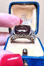 Beautiful Designer ORNATE Sterling Silver Faceted Smoky Quartz Gemstone Ring