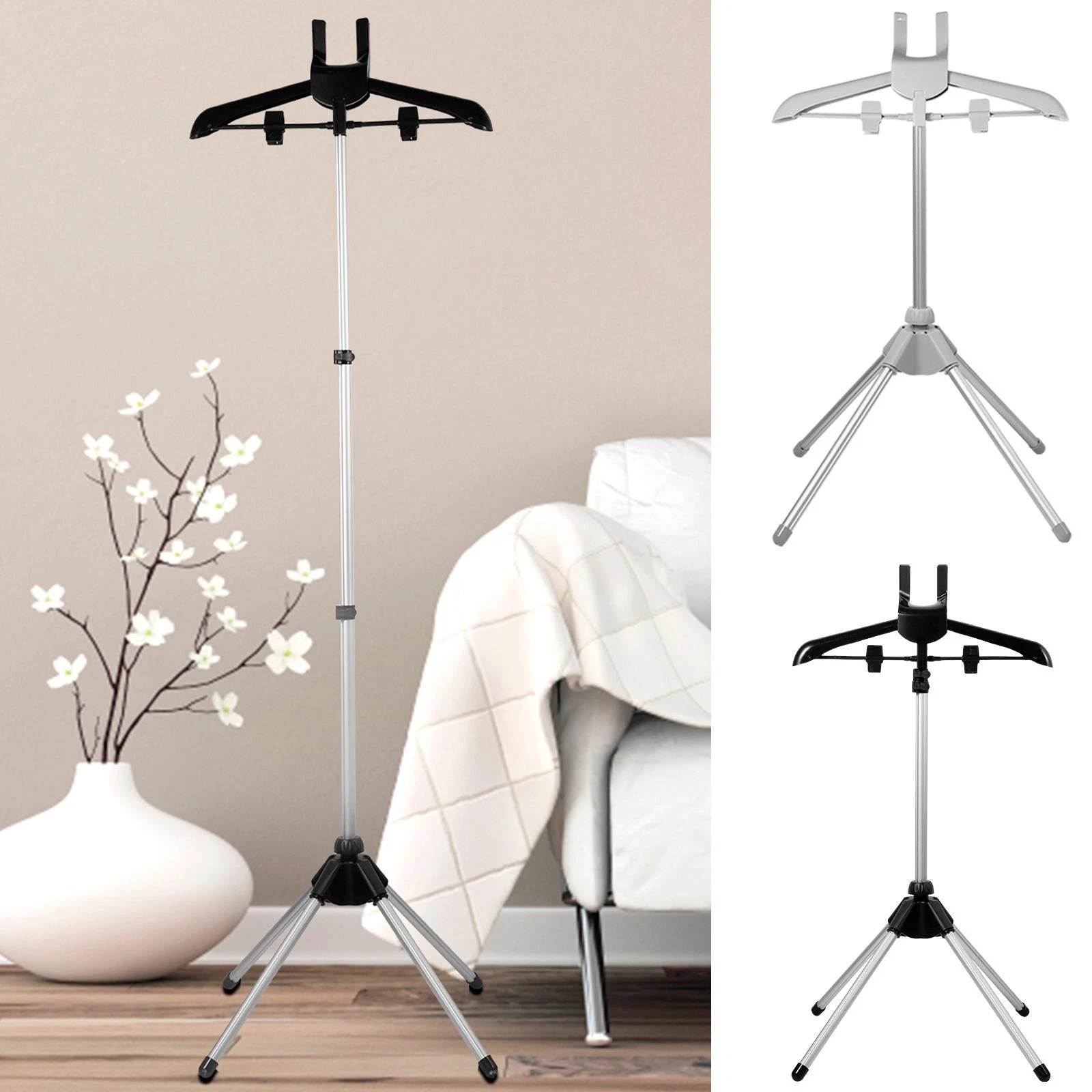 Telescopic Garment Steamer Stand, Height Adjustable Foldable Rack for Clothes