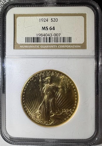 1924 $20 St Gaudens Gold Double Eagle NGC MS64 (007)