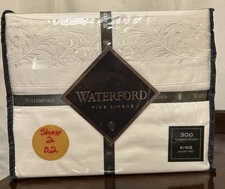 Waterford Fine Linens King Sheet Set Barrons Court White 100% Cotton 300 TC NWT