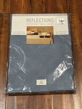 Bardwil Reflections Microfiber Table Linens Stone Blue 70 Round Tablecloth New