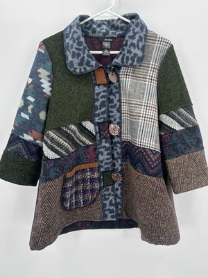 Ali Miles Patchwork Colorful Jacket Mixed Media Cottagecore Boho Lagenlook SZ PL