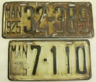 RARE VINTAGE 1925 LICENSE PLATE MANITOBA CANADA GENUINE ORIGINAL DIFFERENT PAIR