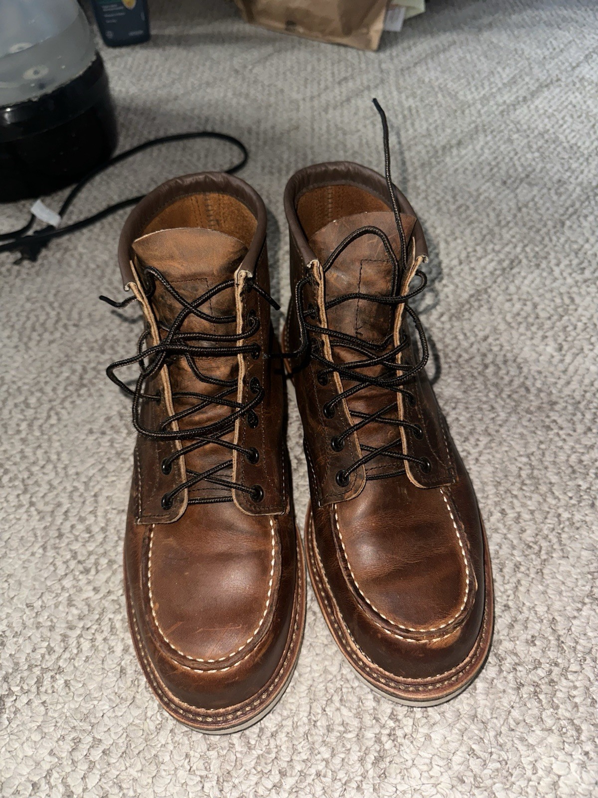 Red Wing Shoes Men’s Brown Leather Moc Toe Lace-Up Ankle Work Boots 10D 4