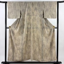 JAPANESE KIMONO FINE PATTERN ASH BROWN 154.5cm 5 ft 1 in PURE SILK B2844