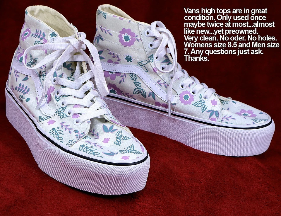 Zapatos de plataforma Vans SK8 tops altos Stackform pastel floral para mujer talla 8,5 Foto 3 de 4