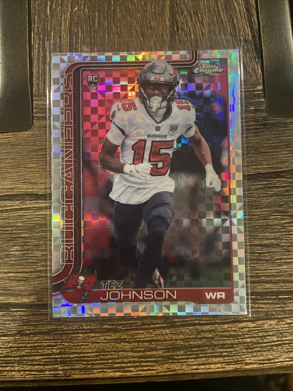 2025 Topps Chrome Football Tez Johnson (RC) X-Fractor #342 Tampa Bay Buccaneers