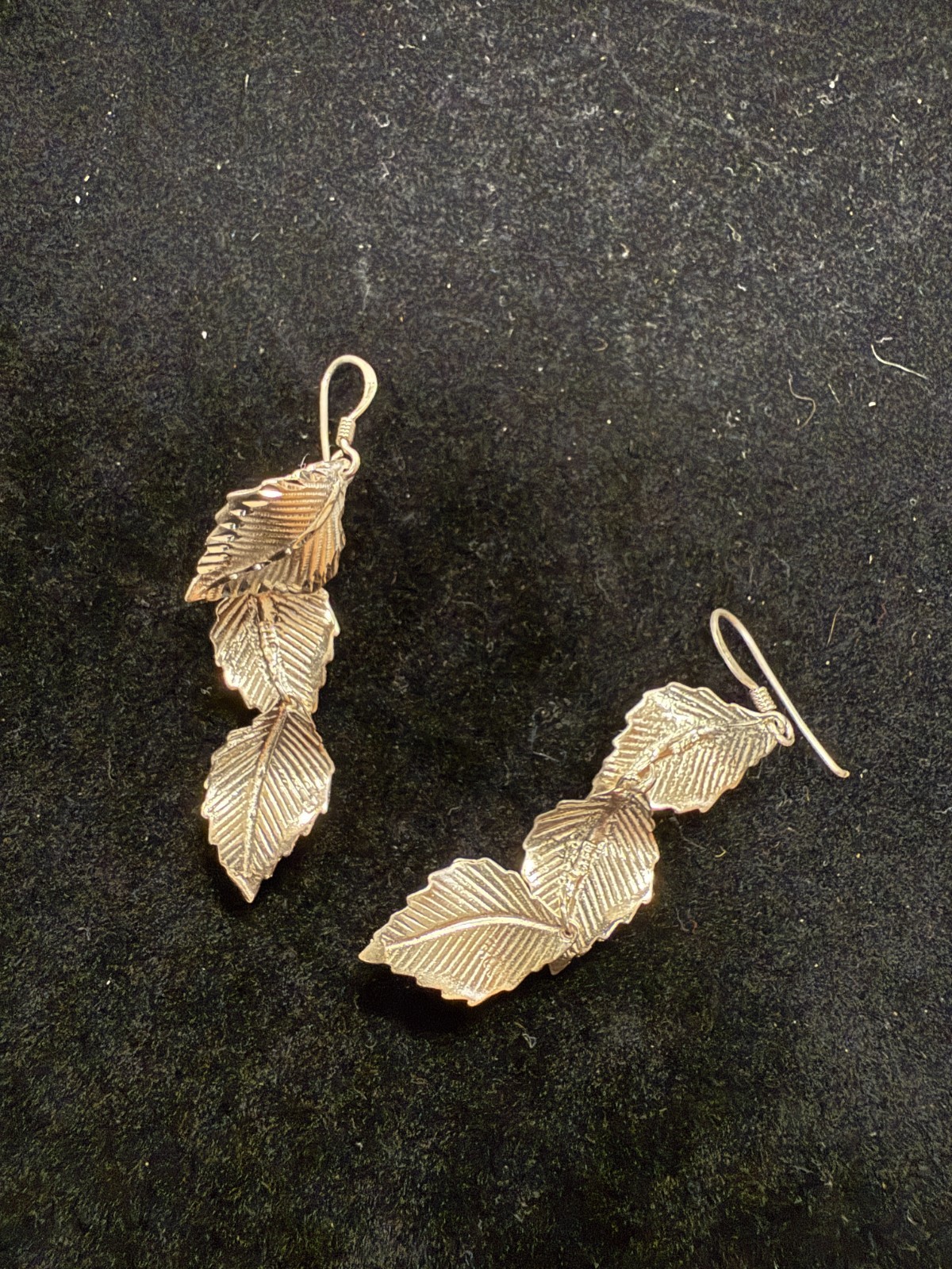 Sterling Silver Leaf Dangle Earrings - image 3