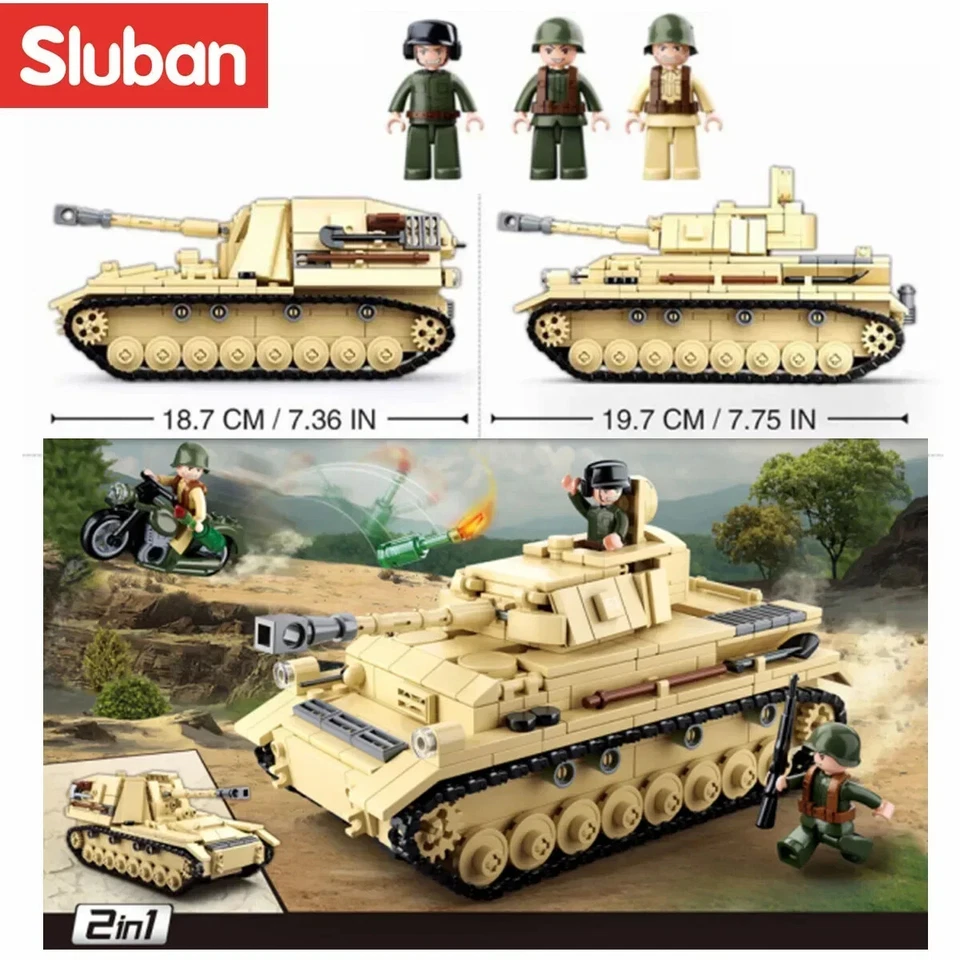 Sluban 543PCS WW2 Army Panzer IV Tank Building Blocks Military Weapons Bricks - Image 3 of 4