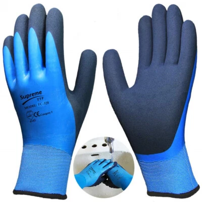 Waterproof Latex Coated Work Safety Grip Gloves Builders Gardening Mechanic