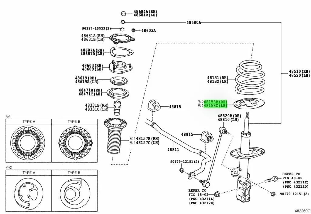 TOYOTA Lexus HS250H ANF10 OEM INSULATOR, FRONT COIL SPRING, LOWER