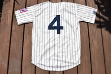 New! Lou Gehrig New York Yankees Cream Pinstripe Baseball Jersey Adult XXL