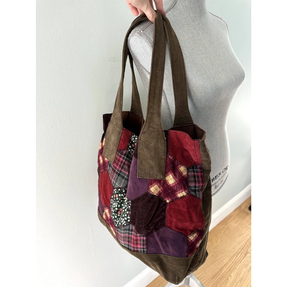 Bolso de Mano Y2k Route 66 Vintage Multicolor Patchwork Pana Boho Chic  Foto 3 de 4