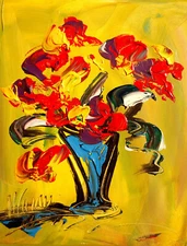 ABSTRACT ROSES by Mark Kazav Original Oil Painting Wall Art Impressionism TbRH6b