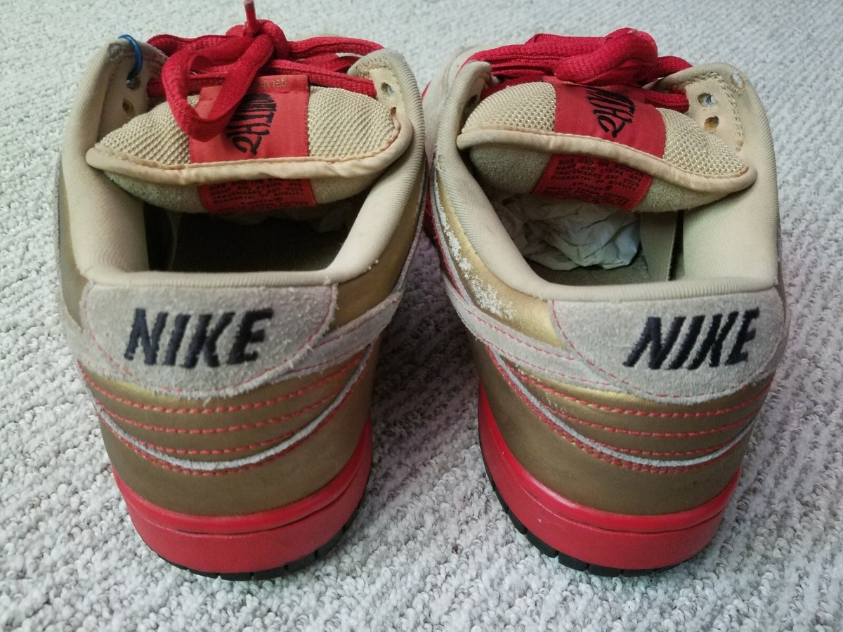 Nike SB Dunk Low Pro 'Money Cat' Men's Size 10.5 Gold Red