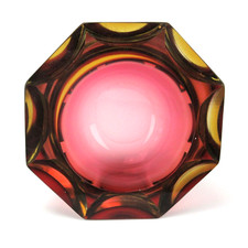 Murano Glass Ashtray Block Ashtray Sommerso 60s 70s Design Geode Bowl RETRO