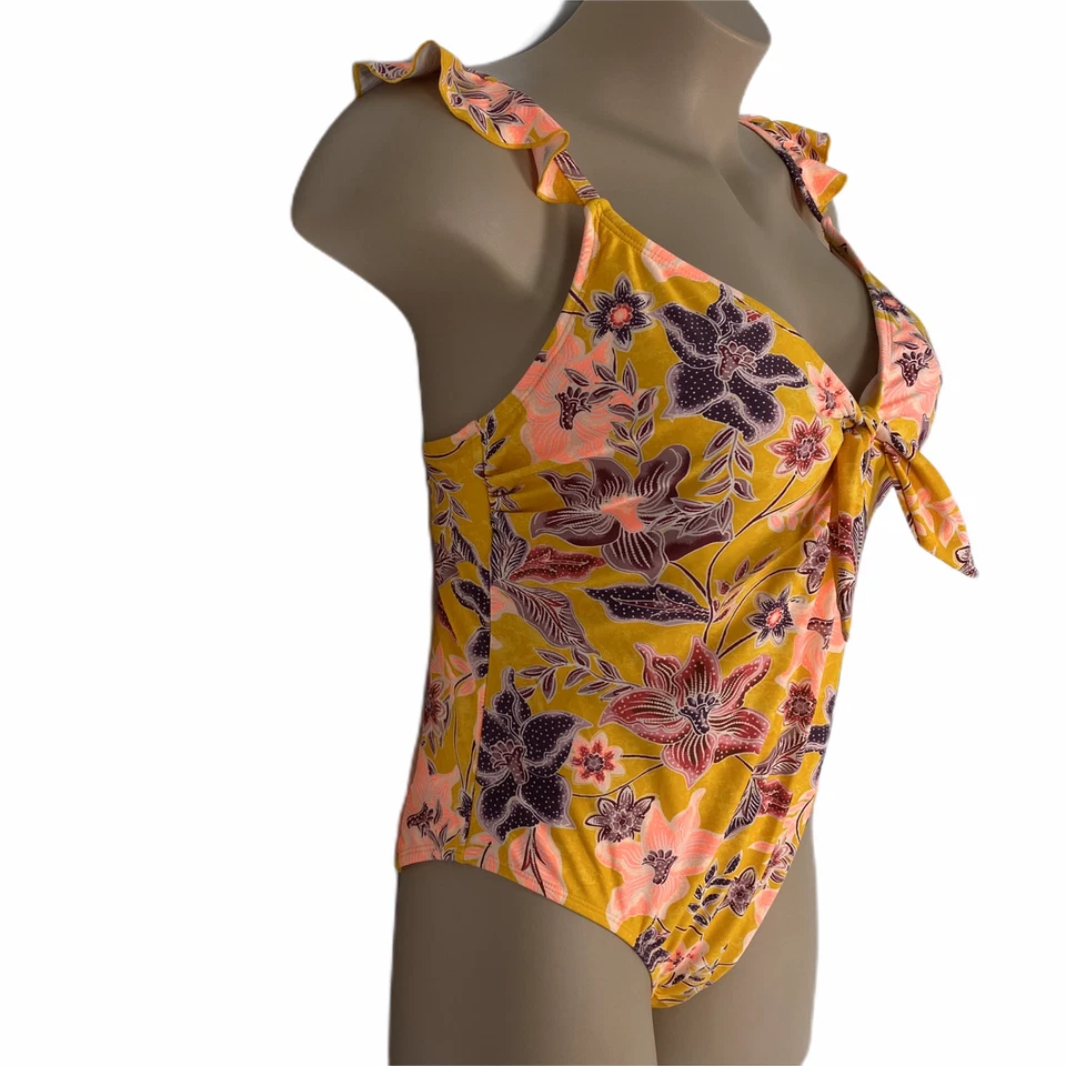 Без границ Junior желтый цветочный оборки ремень купальник размер 3 X новый - Изображение 2 из 4