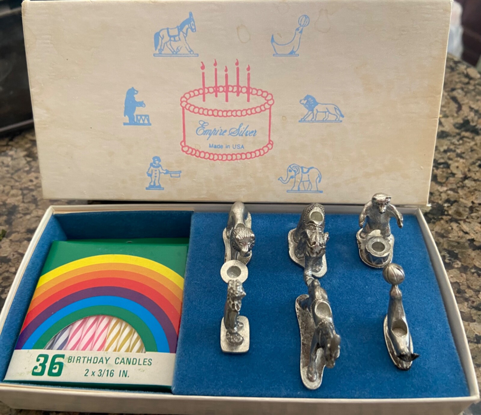 Empire Silver set of 6 birthday candle holders; Used; &nbsp;new condition. Whimsical&nbsp;