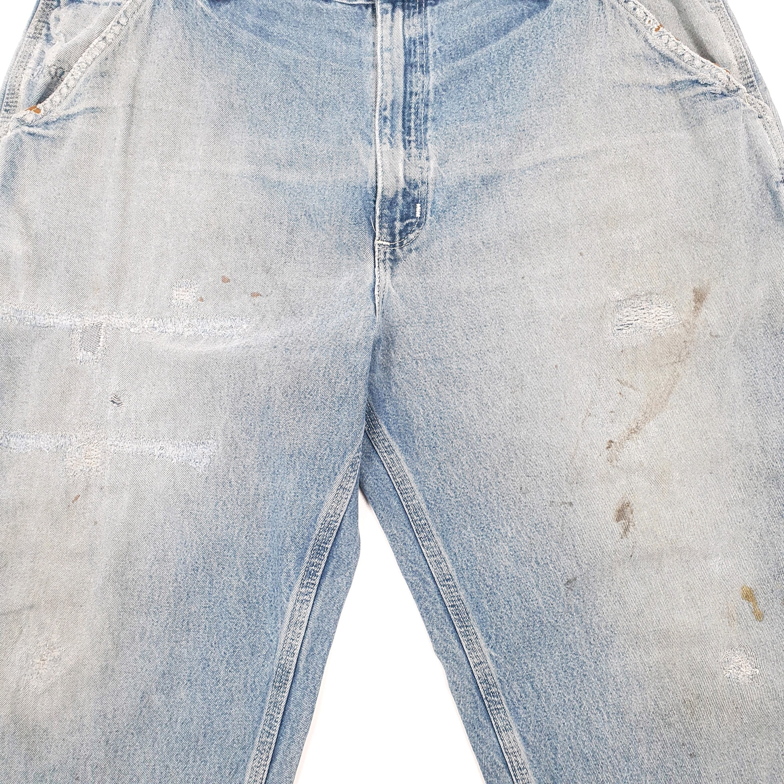 Mens CARHARTT Carpenter Loose Fit Blue Denim Jeans Trousers W38 L24 image 4