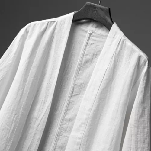 Men Cotton Linen Kimono Open Front Cardigan Jacket Loose Yukata Top Casual - Picture 7 of 14