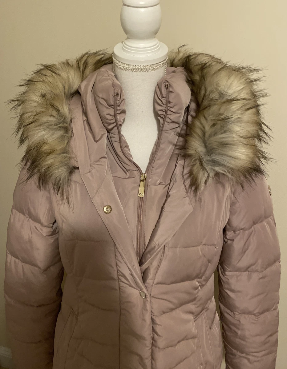 Calvin klein faux hotsell fur coat blush