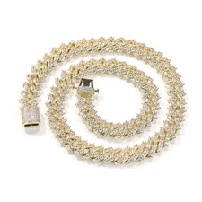 12mm Rhombus Cuban Link Chain Necklace ICED Bling CZ Gold Filled Hip Hop Jewelry