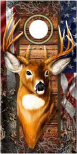 Trophy Deer Camo Flag Cornhole Wrap Bag Toss Skin Decal Sticker Wraps